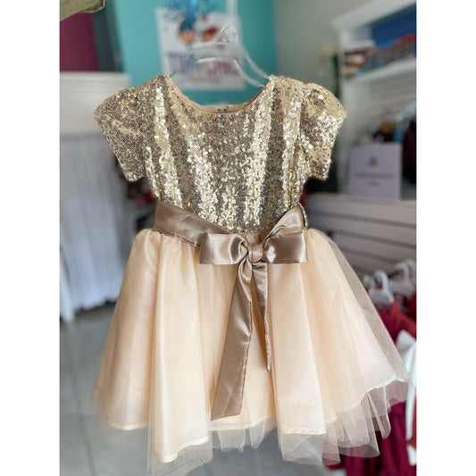 Vestido Para Bebé Lentejuela Oro