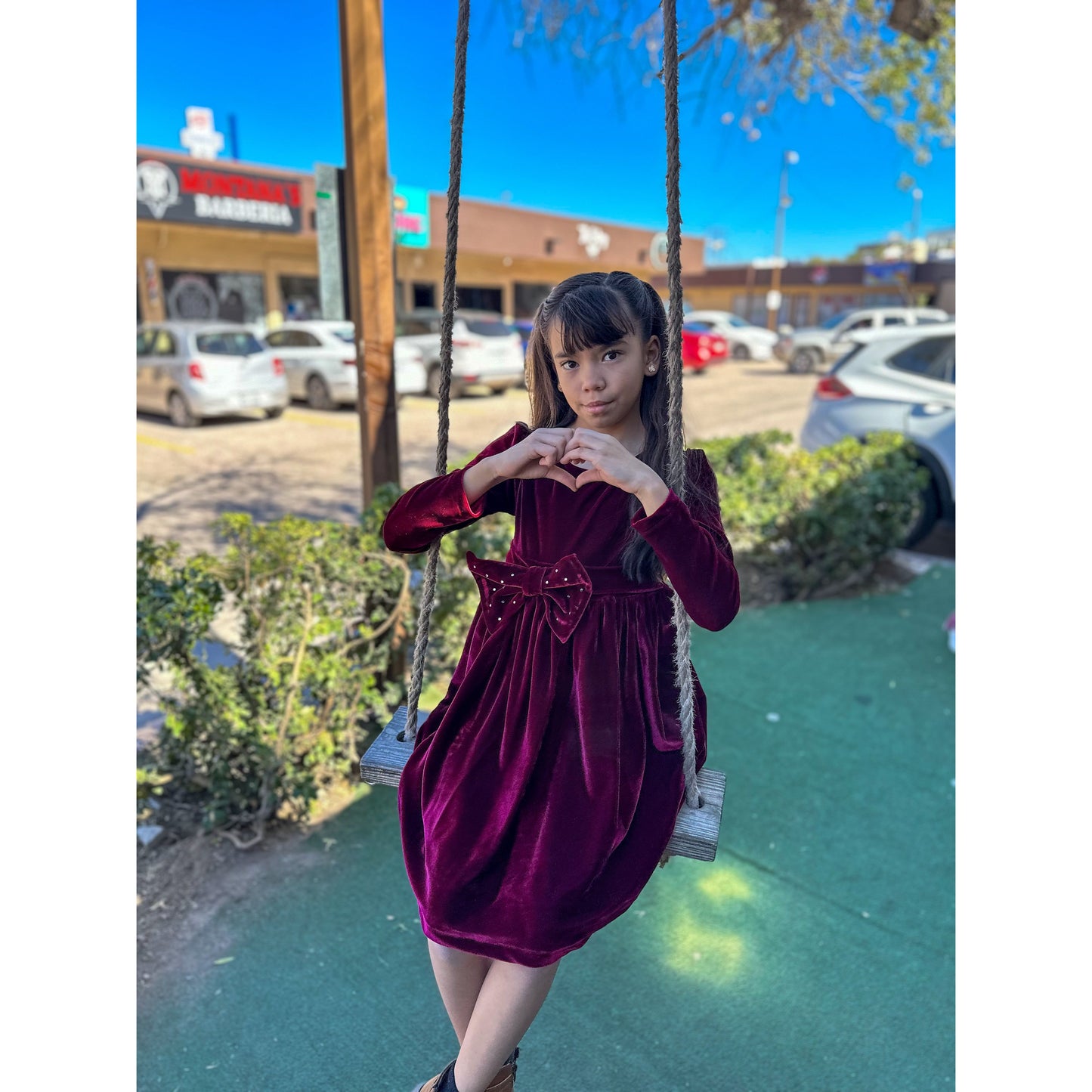 Vestido Terciopelo Guinda Para Niña