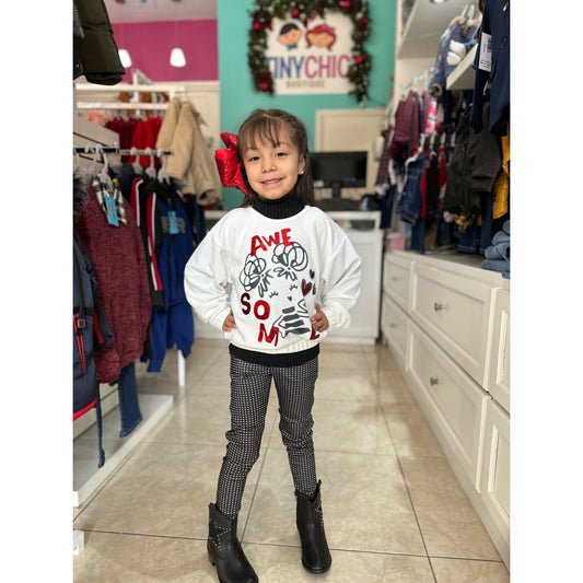 Conjunto Sueter Letras Metálicas y Legging Para Niña
