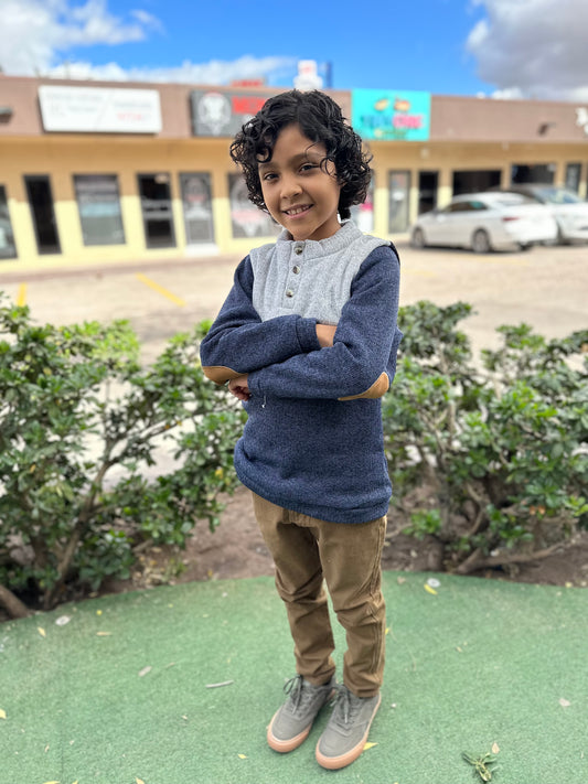 Conjunto De 2 Piezas Sueter Con Coderas y Pantalón Para Niño