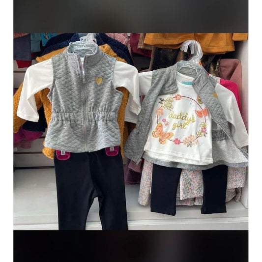 Conjunto 3 Piezas Chaleco Gris Para Bebé