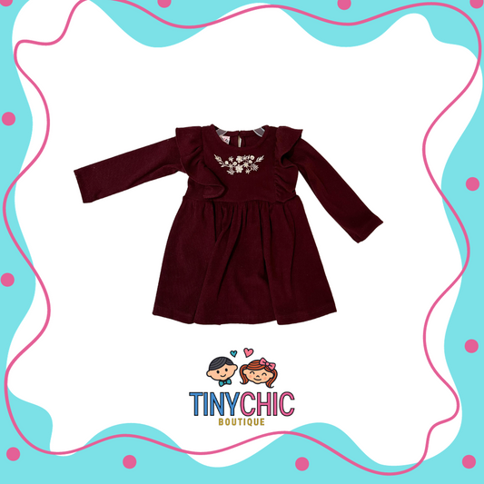 Vestido Pana Bordado Vino Para Bebé