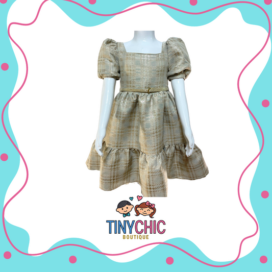 Vestido Plata Olan Abajo Para Niña